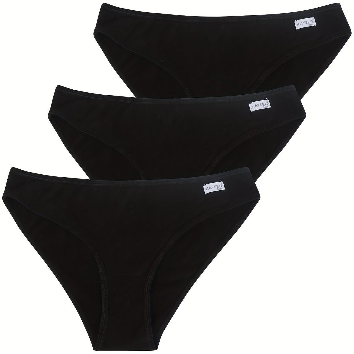 3pcs Solid Bikini Panties Comfy & Breathable Women's Lingerie