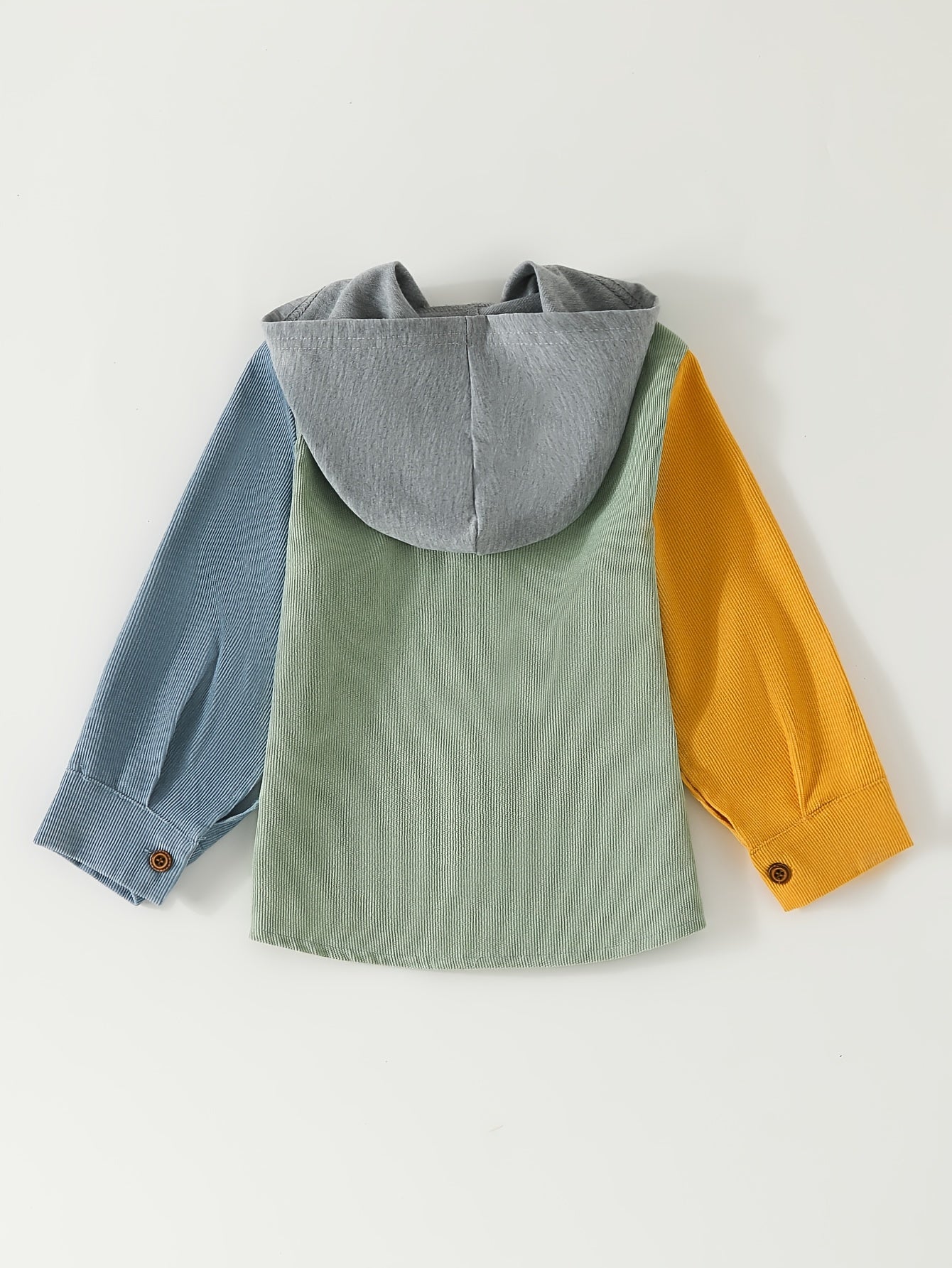 Boys Corduroy Hooded Jacket Long Sleeve Button Down for Spring Fall