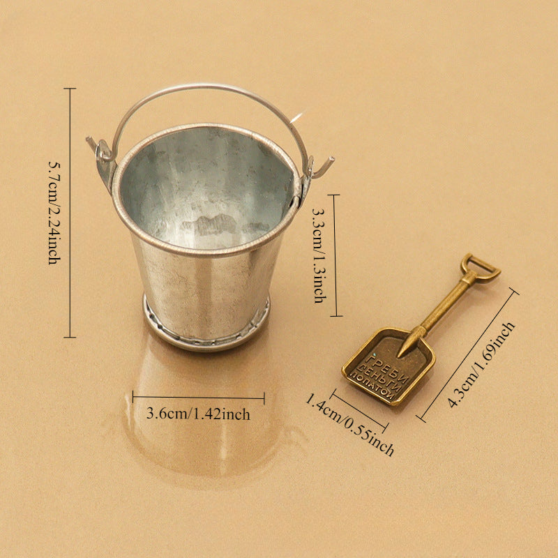 3pcs Doll House Mini Ice Bucket Set with Small Ice Cubes & Shovel