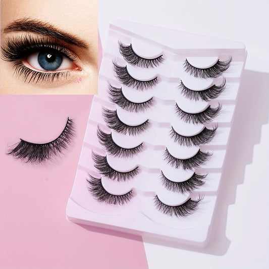 7 Pairs 3D Effect False Eyelashes Natural Look Fishtail End Eye Elongated Lashes