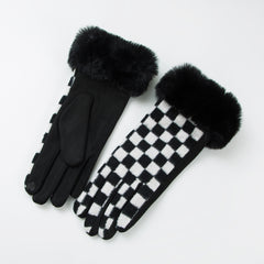Plush Warm Gloves Plaid Fleece Gloves Autumn Winter