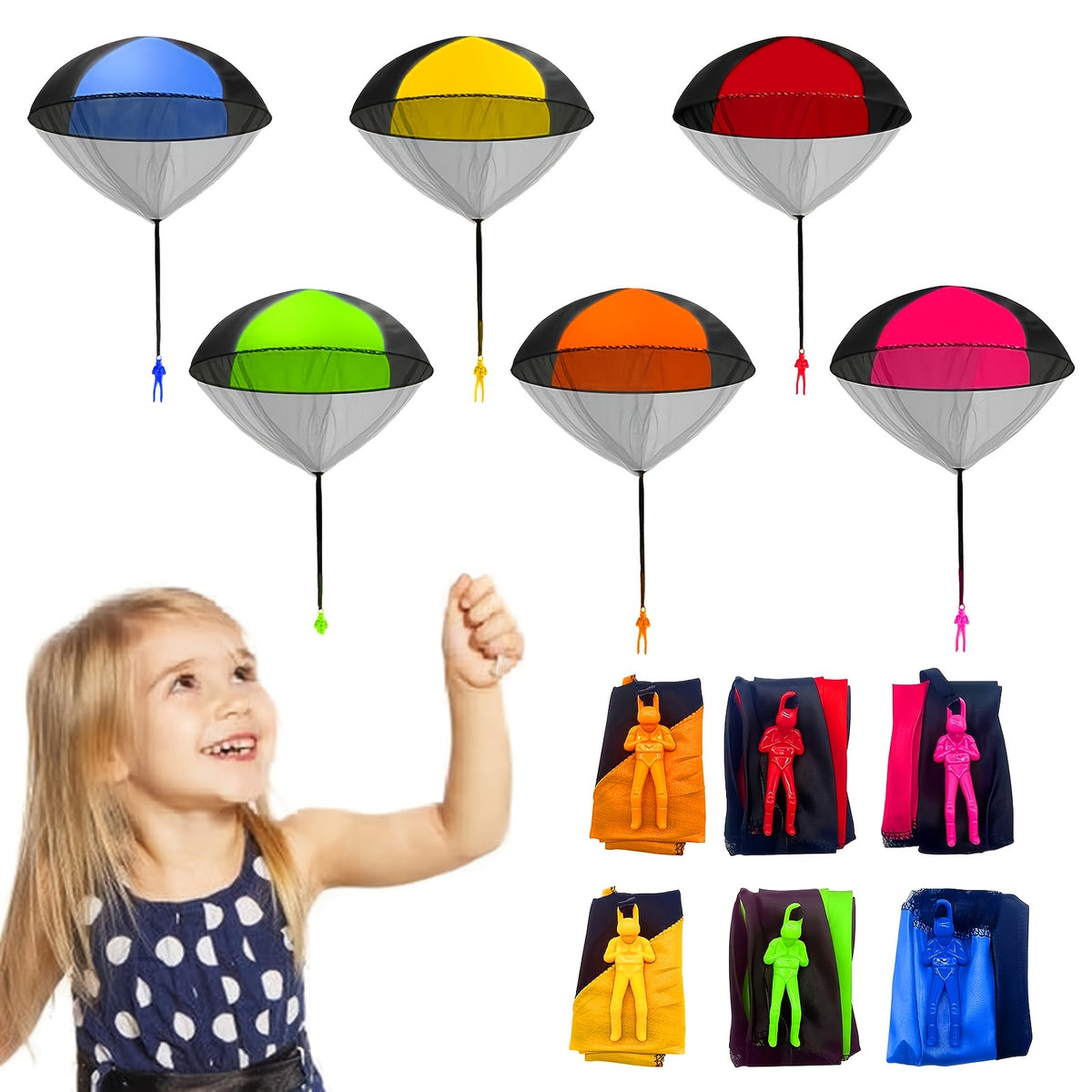 6pcs Parachute Toys Anti Tangle Throwing Parachute Toys