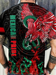 MEXICAN PRIDE Eagle Snake Print Men's Graphic Tee
