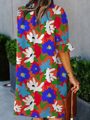  Floral Bell Sleeve Mini Dress