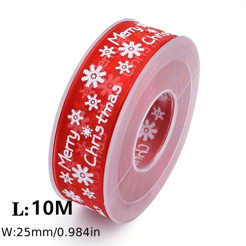 10M Christmas Satin Ribbons Crafts DIY Tape Wedding Gift Bows