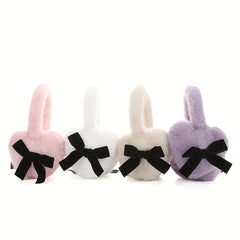 Men's Heart Shaped Ear Warmers with Bow Boho Style Winter Accessory