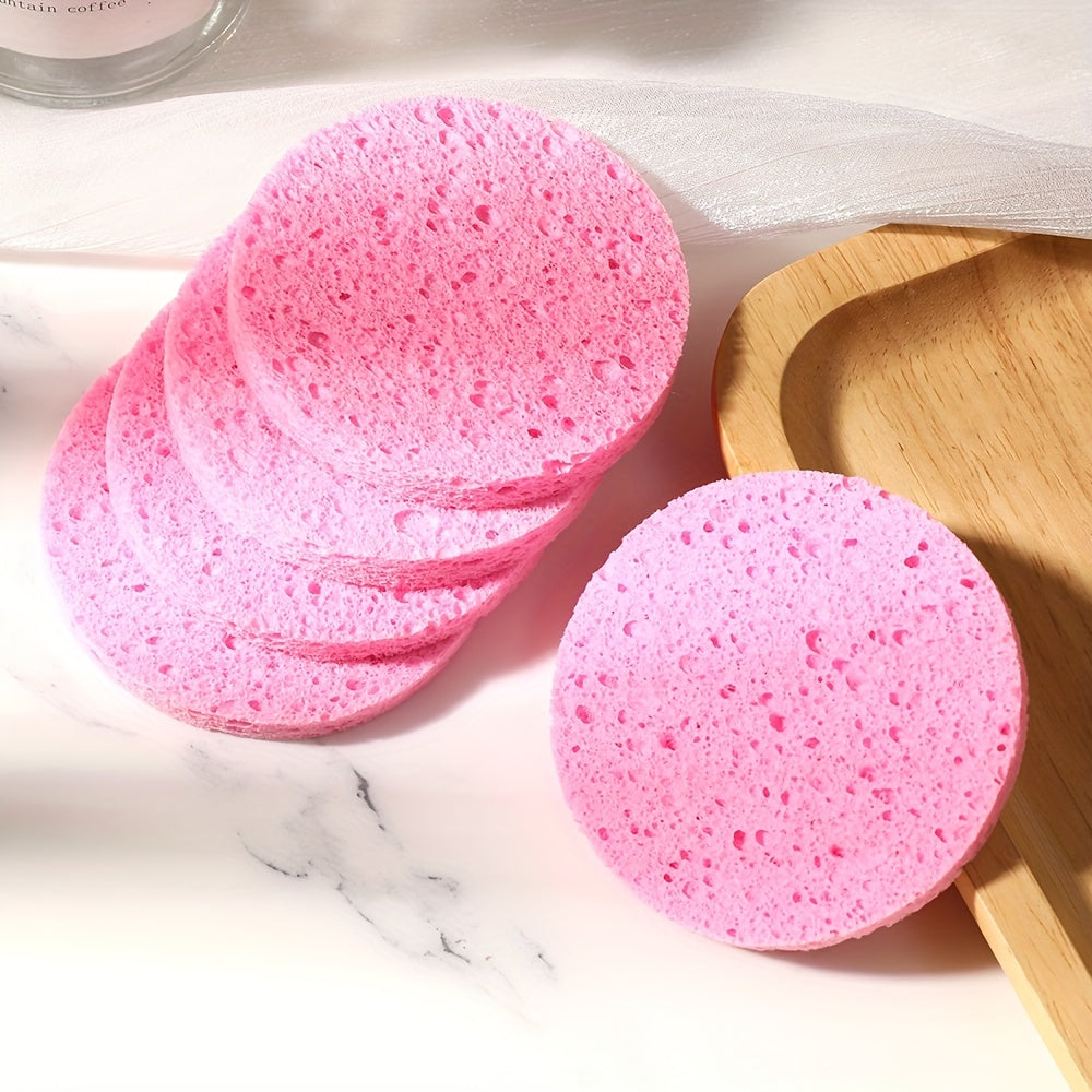 5 Pcs Reusable Face Wash Puff Wood Pulp Facial Sponge Puff