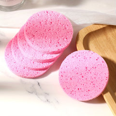 5 Pcs Reusable Face Wash Puff Wood Pulp Facial Sponge Puff
