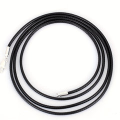 Men 3mm Wax Cord Choker Necklace Stainless Steel Clasp 16