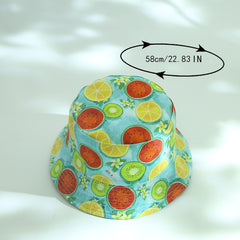Fruit Print Bucket Hat Reversible Sunscreen Beach Fisherman Cap