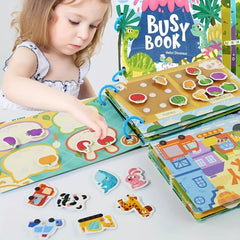 Interactive Quiet Book with Reusable Stickers Numbers Fruits Animals