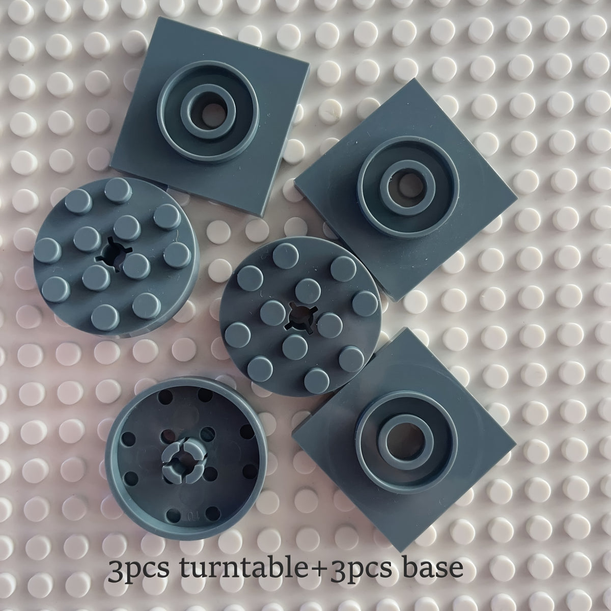 6Pcs 3 Sets MOC Building Blocks 4X4 Round Plate Turntable Base Connectors
