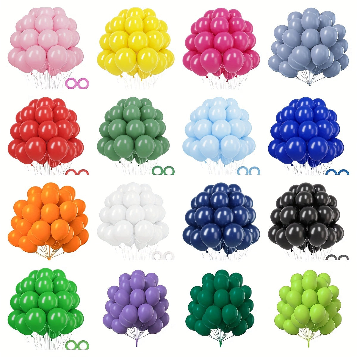30pcs 10 inch Matte Latex Balloons with Ribbons for Party Decorations