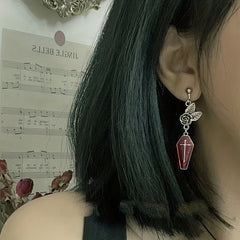 Gothic Halloween Jewelry Rose Death Cross Pendant Ear Studs