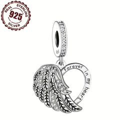 Winged Pendant Charm 925 Sterling Silver with Cubic Zirconia