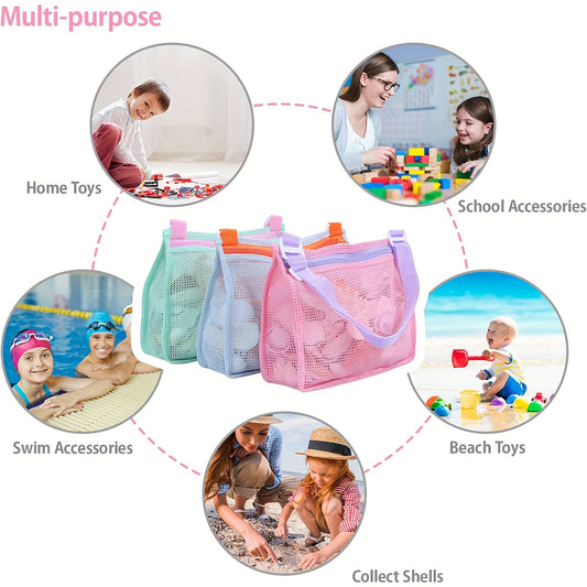 3Pcs Beach Toy Mesh Bag for Boys & Girls
