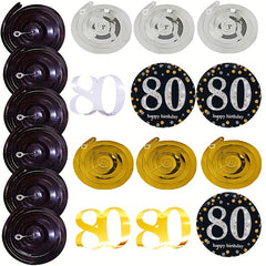 18pcs 80th Birthday PVC Spiral Hanging Decoration
