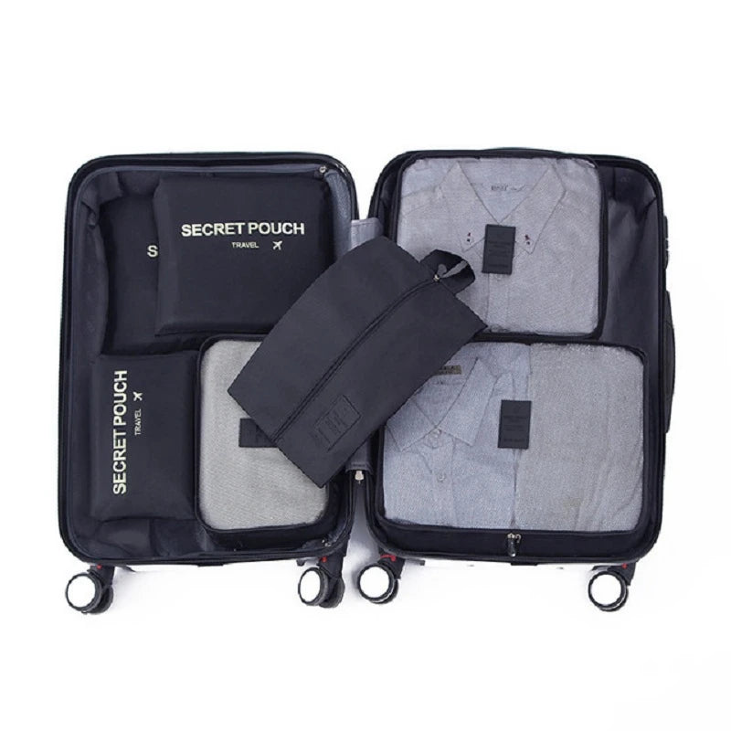 7pcs Travel Storage Bag Set for Clothes Bra Makeup Tidy Pouch Luggage Organizer