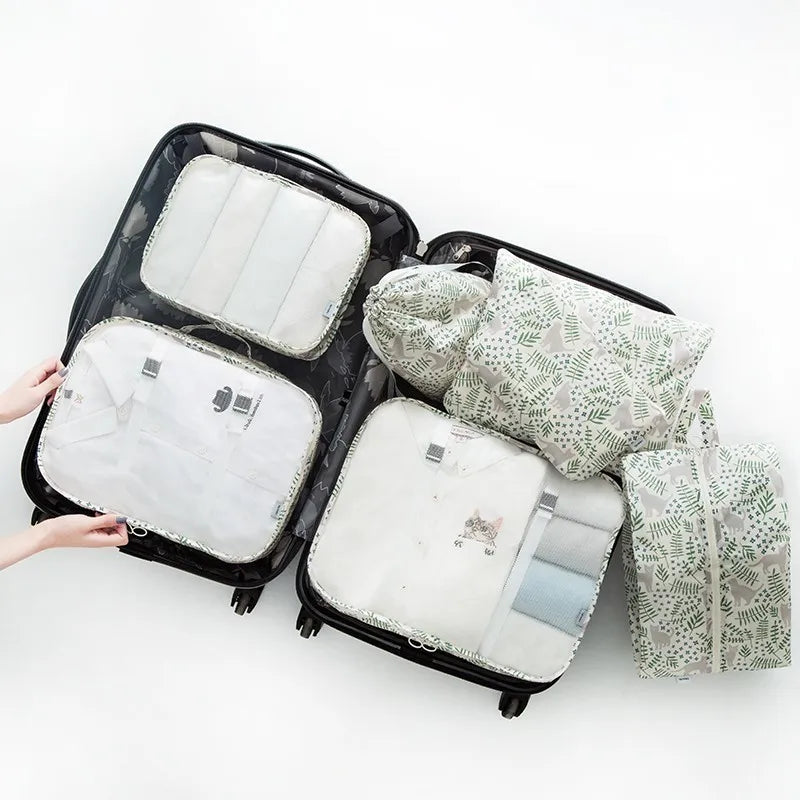 7pcs Luggage Organizer Bag Waterproof Travel Accessories Packing Cubes Organiser