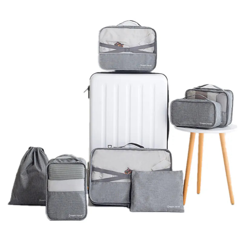 7pcs Waterproof Packing Cube Travel Bags Set Clothing Organizer