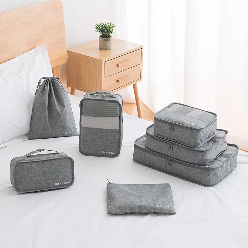 7pcs Waterproof Packing Cube Travel Bags Set Clothing Organizer