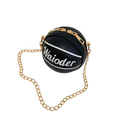 Kids Shoulder Bag Cross-Body Pack Metal Chain Strap Round Basketball Pockets