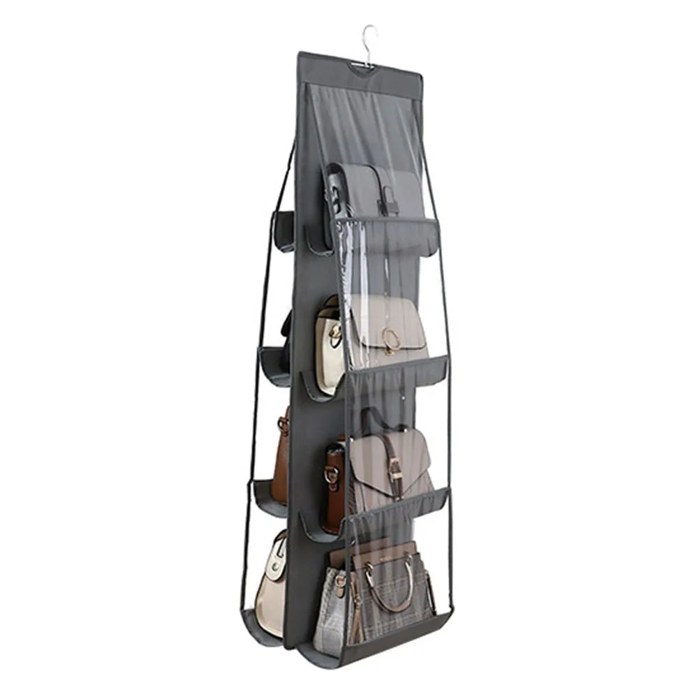 8 Pockets Hanging Handbag Organizer Storage Holder for Wardrobe Closets
