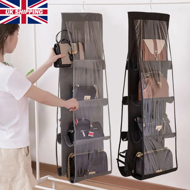 Hanging Handbag Organizer Storage Holder 8 Pockets Shelf Bag