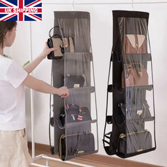 8 Pockets Hanging Handbag Organizer Storage Holder for Wardrobe Closets