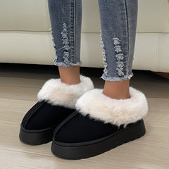 Fall Plush Fur Lined Snow Boots Suede Ankle Boots