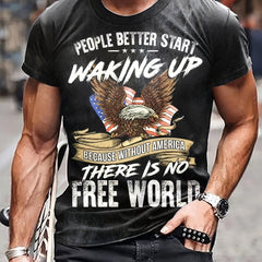 Eagle Pattern Print Men's Short Sleeve Tee Graphic Shirt