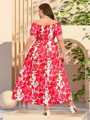 Floral Print Off Shoulder Maxi Dress With Belt