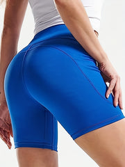  Sports Shorts High Rise Elastic Biker Shorts With Pockets