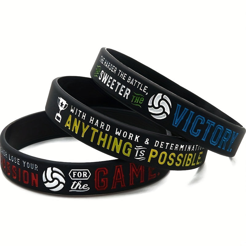 Sporty Silicone Volleyball Bracelet with Motivational Sayings