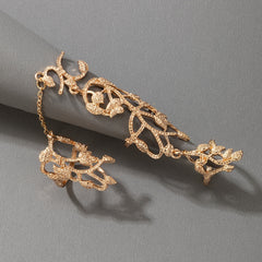 Flower Chain Stylish Hollow Carving Ring Jewelry For Women