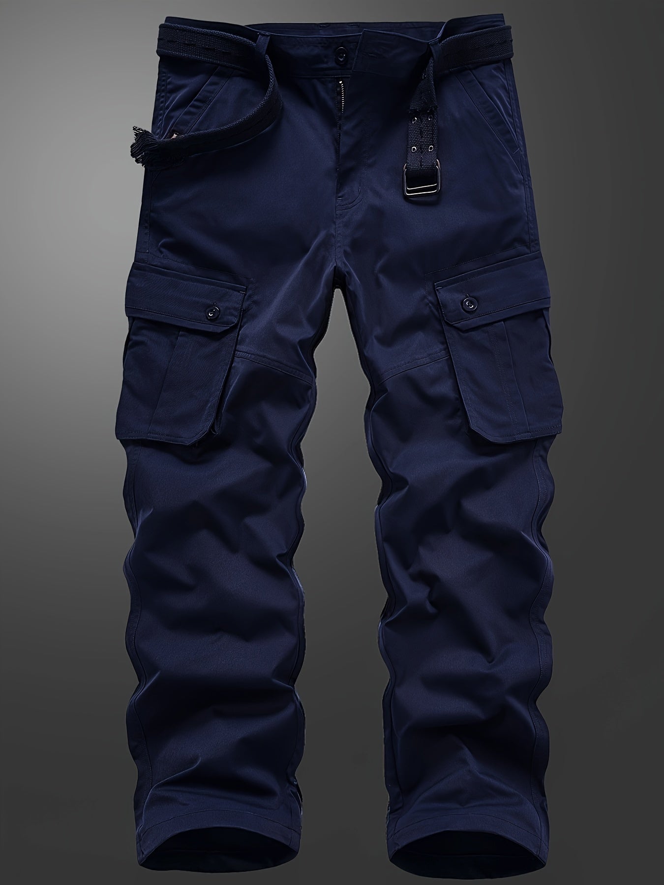 Men's Straight Leg Cargo Pants with Solid Flap Pockets
