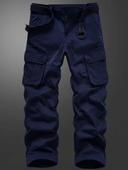Men's Straight Leg Cargo Pants with Solid Flap Pockets