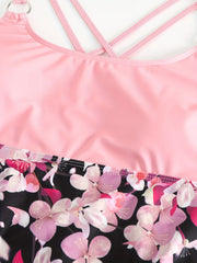  Sakura Print Tankini Set Women's Two Piece
