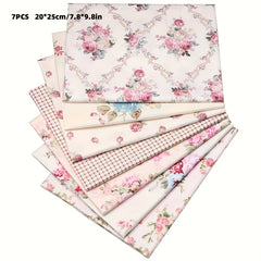 7pcs Retro Floral Fabric Quilt Material Mixed Colors