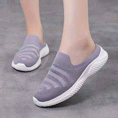 Women's Breathable Knit Mule Sneakers Slip On Outdoor Shoes