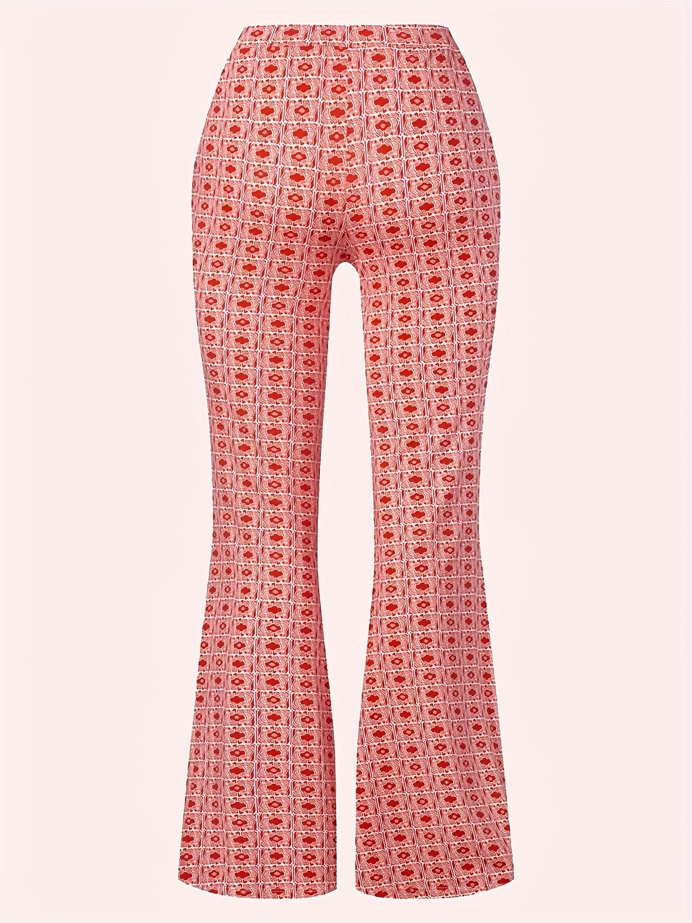  Floral Print Stretch Flared Leg Trousers