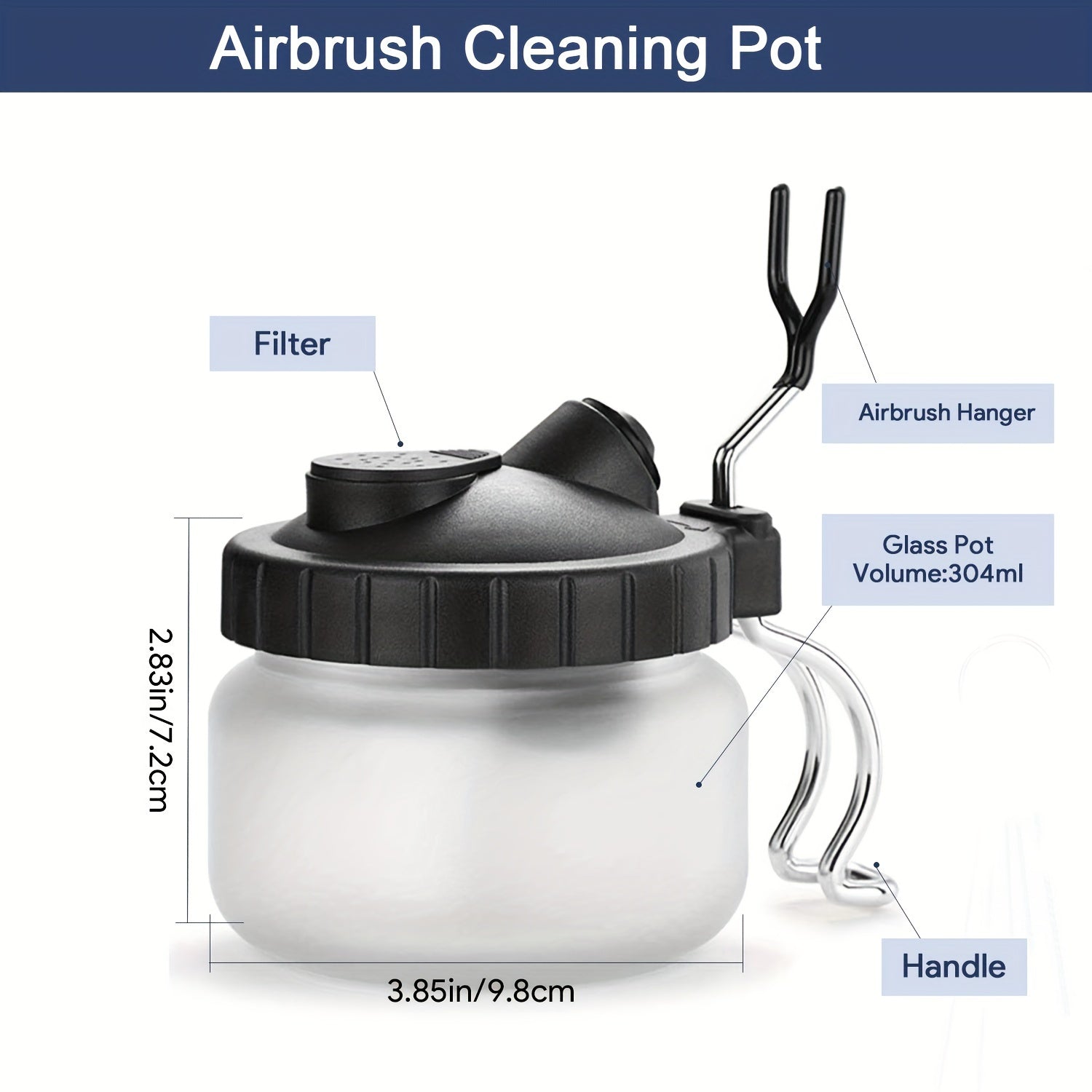 Airbrush Cleaning Pot Spray Gun Washing Glass Jar with Air Filter Mat