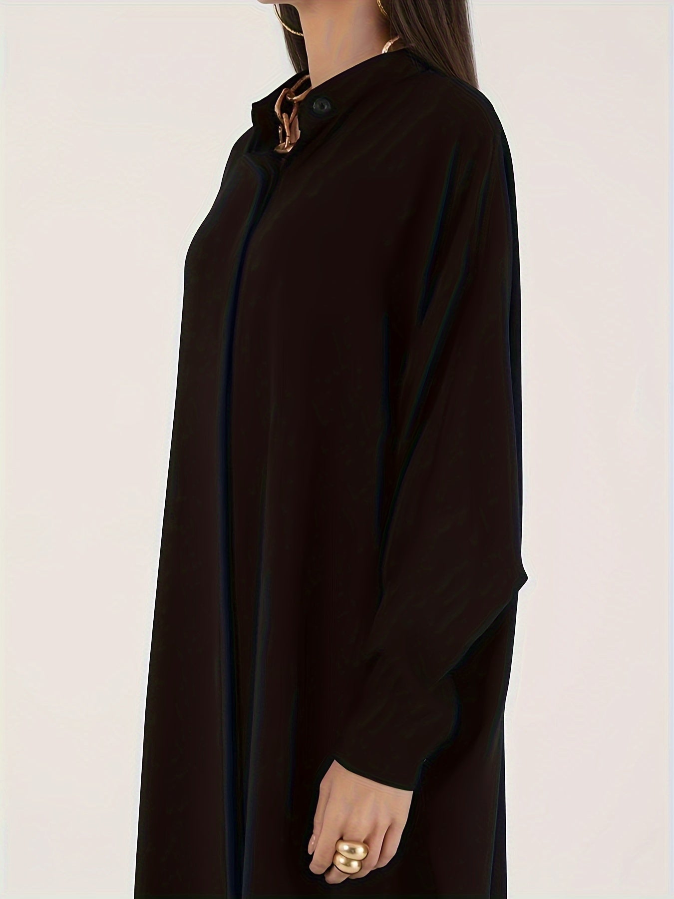  Ethnic Style Abaya Dress Women's Plus Solid Batwing Sleeve