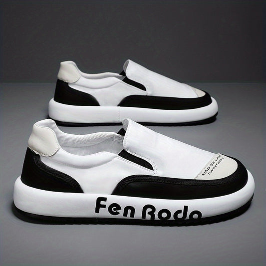 Men's Letters Print Slip On Skate Shoes Casual Walking Shoes