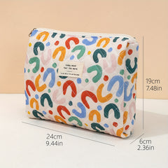 Colorful UU Letter Quilted Cosmetic Bag Travel Makeup Pouch