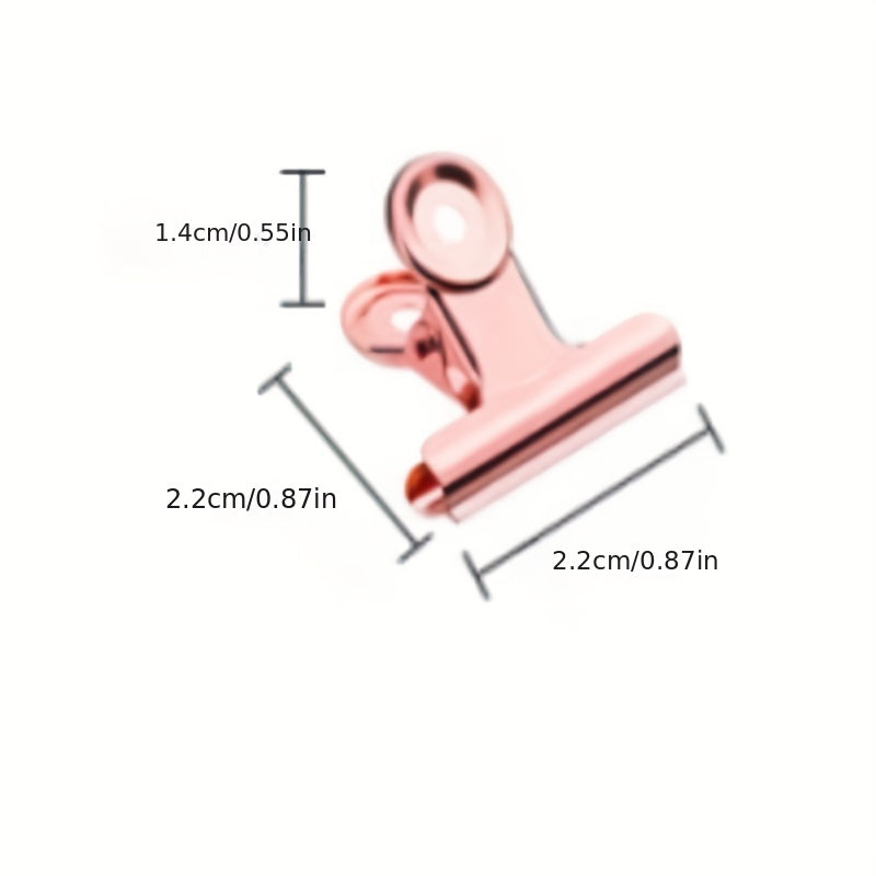 15pcs Rose Golden 22mm Round Stainless Steel Stationery Clip Set