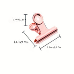 15pcs Rose Golden 22mm Round Stainless Steel Stationery Clip Set