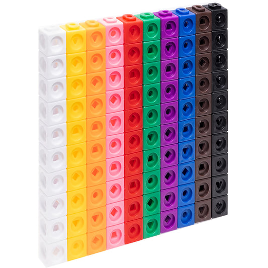100pcs Fidget Linking Cubes for Learning and Maths with 10 Colours and Shapes