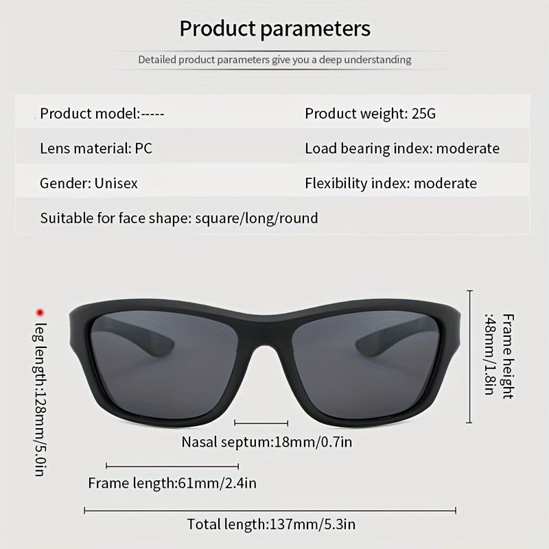 Sun Protection Square Frame Sports Sunglasses Colorful Lens PC Glasses