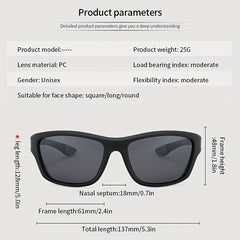 Sun Protection Square Frame Sports Sunglasses Colorful Lens PC Glasses